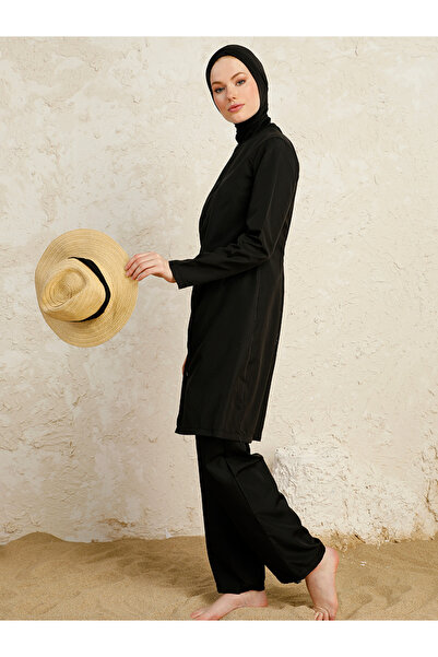 Mayo Bella By Styli Black Full Coverage Front Zip Burkini Set