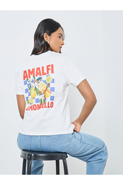 Take Two By Styli Women White Graphic Print T-Shirt