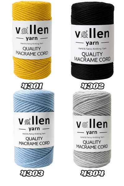 vollen yarn Taranan Macrame Cord, 3mm Single Twist, Macrame Knitting Cord, Taranable Cotton Macrame
