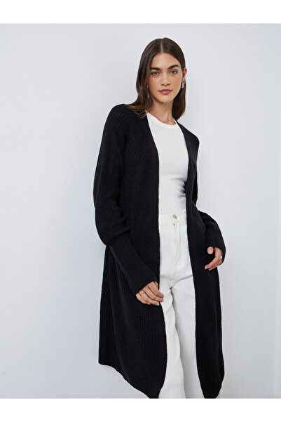 Styli Women Elegant Longline Black Cardigan