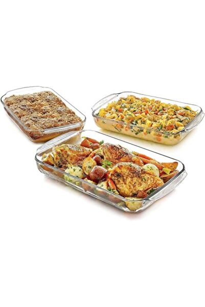 Mirolex طقم صواني فرن زجاجية مقاومة للحرارة من ميرولكس (3 قطع)
