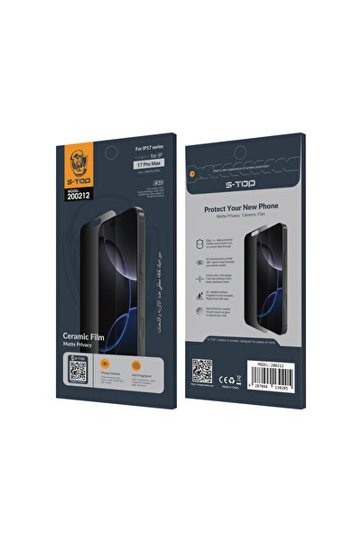 S-TOP واقي شاشة سيراميك مطفي لهاتف iPhone 17 Pro Max - مقاوم للغبار والشحنات | حماية فائقة