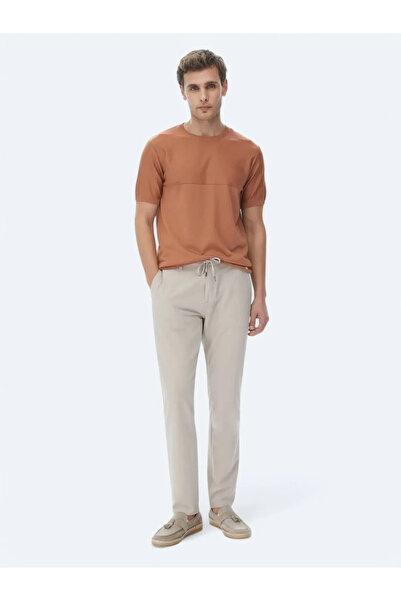 Kip Menswear Crew Neck Regular Fit Viscose Blend Reverse Knit T-Shirt Copper Trk-1394