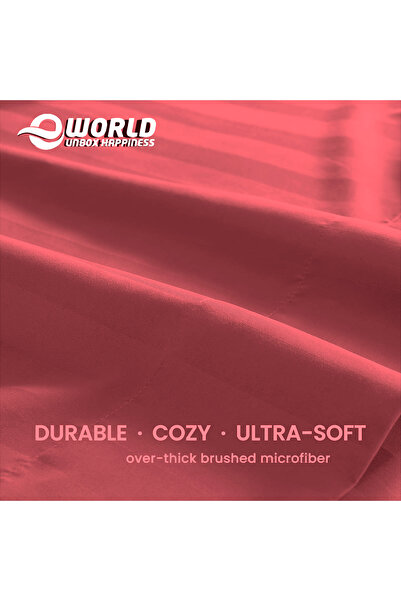 Eworld 4 Piece King Size White Striped Bedding Set – Microfiber Duvet Cover, Fitted Sheet & 2 Pillowcases