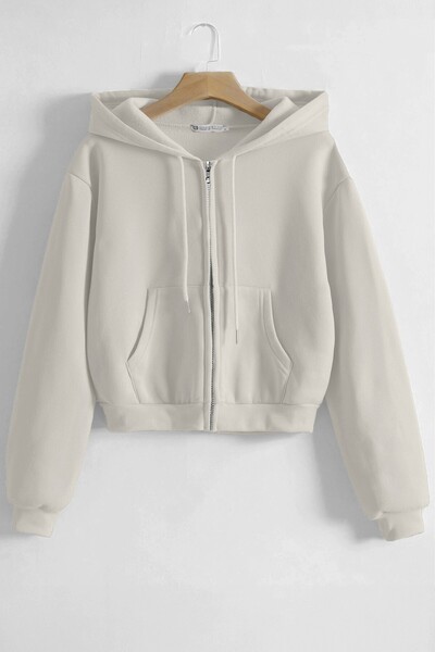 GHASSY CO. Ghassy Co. Women's Cotton Crop Model Kangaroo Pocket Autumn and Spring Hooded Crop Sweatshirt