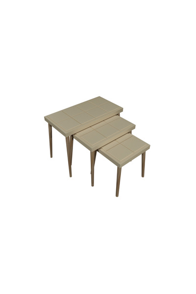 Ekübya Home Modern % 100 Doğal Ahşap 3'lü (Üçlü) Zigon Sehpa Takımı