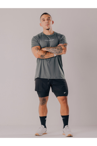 Palmfit By Styli Men Black 2 in 1 Training Shorts