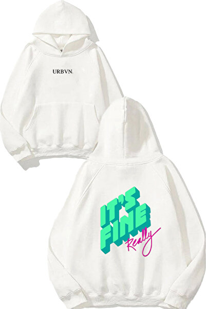 urbvn سويت شيرت أبيض كبير الحجم مطبوع عليه تصميم رائع