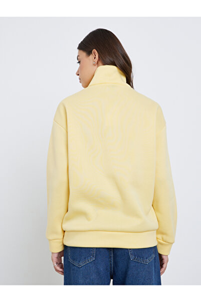 Take Two By Styli Yellow Slogan Print Half Zip Sweater