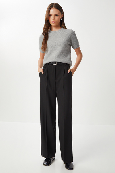 Lovelyİstanbul Pensli Pleated Polyviscose Trousers Lgp0021 Black