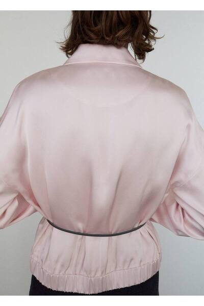 MANGO Woman Fermuarlı saten ceket