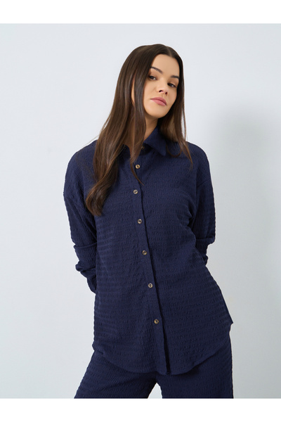 Styli Women Textured Longline Shirt and Pants Co-Ords