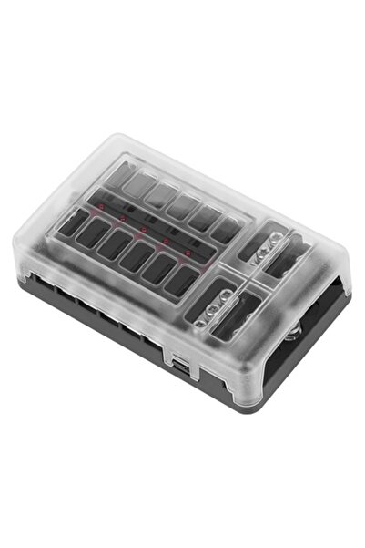 Lechpol Bloc de siguranțe auto cu 12 căi, 19mm, 32V, 30A pe circuit, 100A pri...