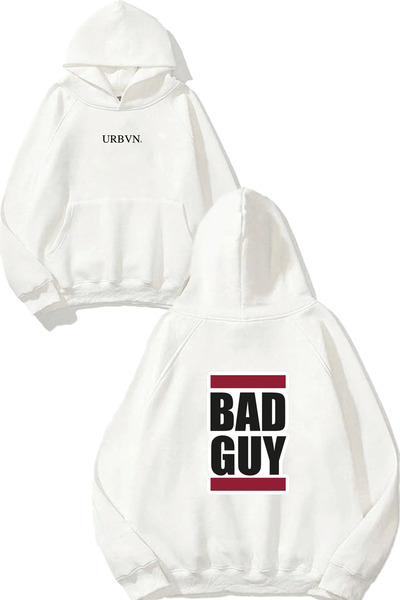 urbvn سويت شيرت أبيض كبير الحجم مطبوع عليه تصميم Bad Guy