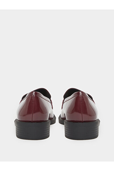 Raid By Styli Burgundy Patent Loafers with Buckle Detail