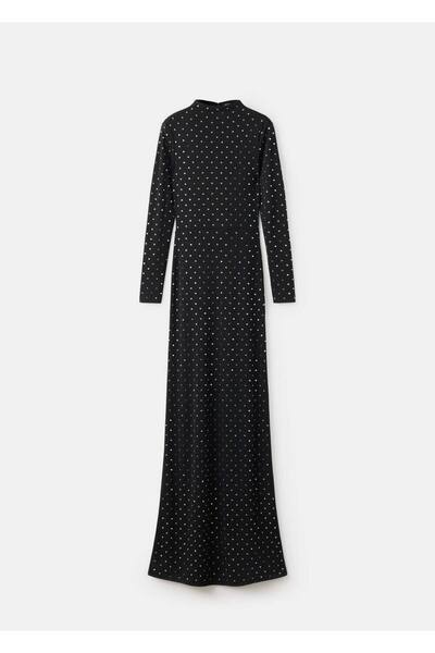 MANGO Woman Kristal detaylı sırtı açık elbise