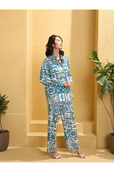 Sassafras By Styli Multi Cambric Tile Print Shirt and Pants Co-Ords