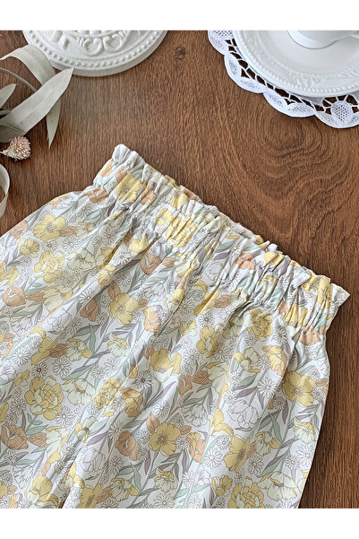 Styli Girls Cotton Floral Print Elastic Waist Pants