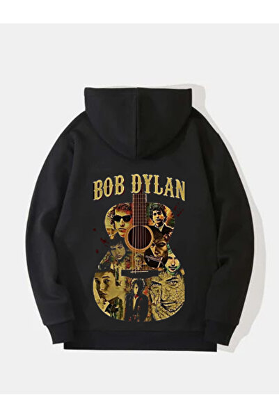 MAGORS Hanorac rock cu glugă, cu mânecă lungă, din bumbac, cu imprimeu BOB DY...