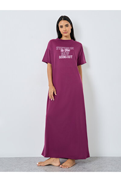 Styli Slogan Print Dropped Shoulder Sleep T-Shirt Dress