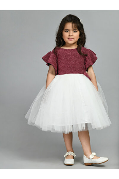 Bella Moda By Styli Shimmered Tulle Dress with Tie Bow Detail