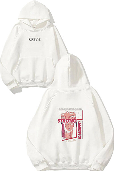 urbvn سويت شيرت أبيض كبير الحجم مطبوع عليه تصميم Ideasupply قوي