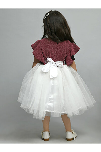 Bella Moda By Styli Shimmered Tulle Dress with Tie Bow Detail