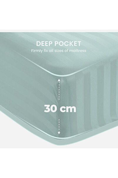 Eworld 4 Piece King Size White Striped Bedding Set – Microfiber Duvet Cover, Fitted Sheet & 2 Pillowcases