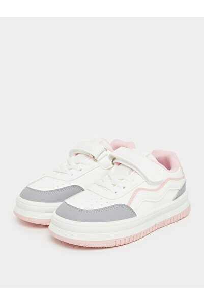 Styli Girls White Contrast Panel Sneakers