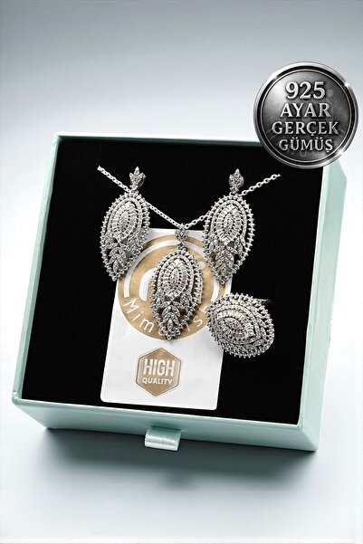 Mimodish 925 Ayar Gerçek Gümüş MI Sultan Diamond Cascade İthal Premium Set Lü...