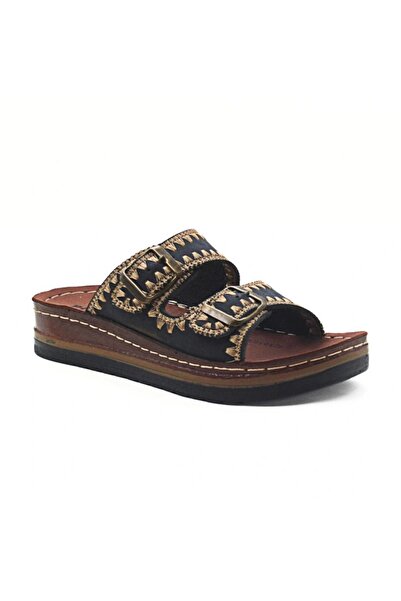 Polero Çift Toka Nakışlı Ortopedik Terlik