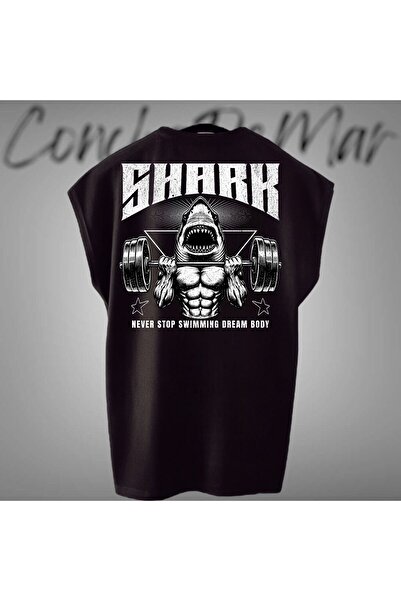 Vordevia Shark Baskılı Sporcu Yarım Kol T-shirt