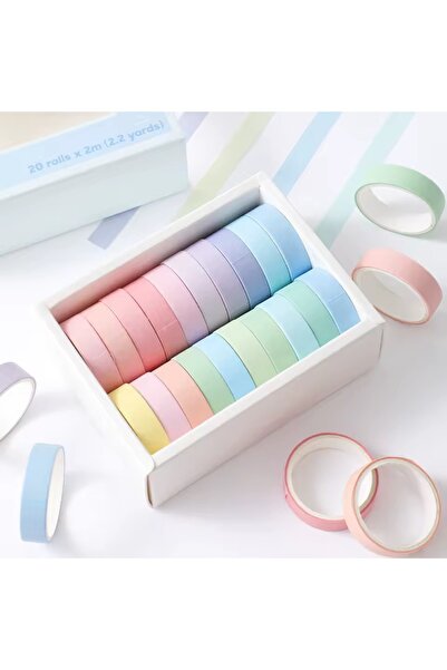 Padme studio 20 Adet Renkli Dekoratif Kağıt Bant ( Her Birinin Ölçüsü 1cmx3m Dir)