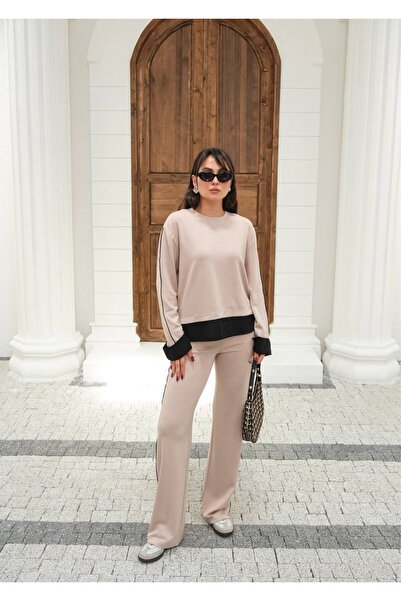 MY DEPO Women's Soft Cotton Fabric Shirt Garnished Bottom-Top Set