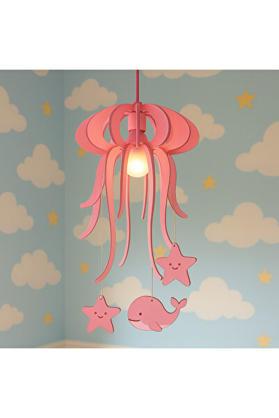 hü ma tasarım ve aksesuar Deniz Anası Ahtapot Çocuk Genç Odası Için Doğal Ahş...