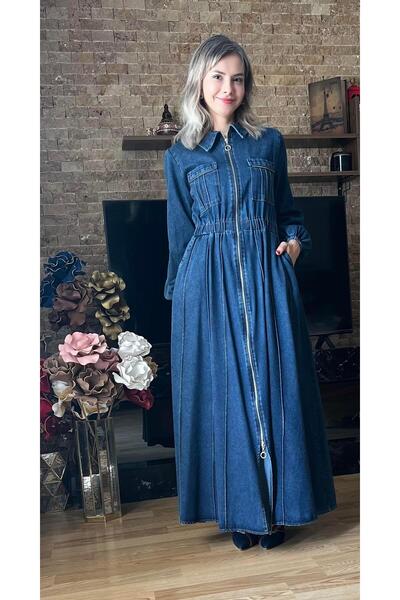 Cardella Zippered Cup Design, Elastic Waist, Comfortable Fit, Denim Dress, Hi...