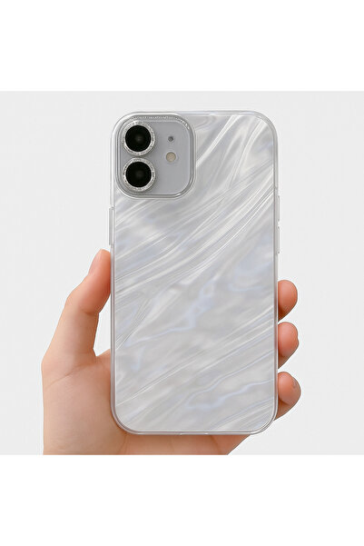 OVADA İPhone 11 Uyumlu Simli Kamera Koruma Lensli Gümüş Metalik Görünümlü Premium Kılıf