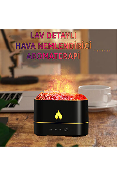 ROBEVE Işıklı Alev Efektli Aroma Difüzörü – 7 Renk RGB Alevli Hava Nemlendirici Buhar Makinesi