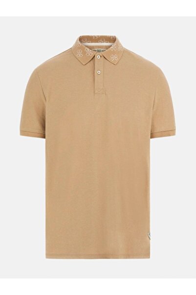 Guess Pique Men's Beige Regular Fit Polo T-Shirt M5Yp34Kcjv1-G1Fe
