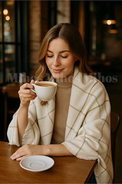 Mihos Γυναικείο χοντρό χειμωνιάτικο κασκόλ-σάλι-σάλι ώμου με καρό σχέδιο