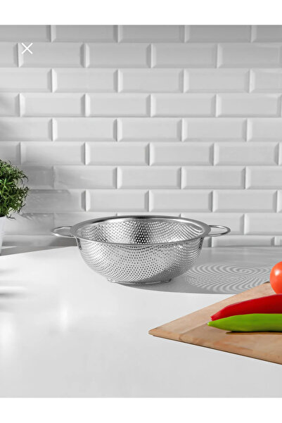 MEYA PİNE مصفاة المعكرونة 26 سم بمقبض معدني من الفولاذ المقاوم للصدأ