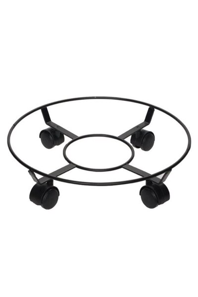 OEM Suport Ghiveci Flori Negru Metalic cu Roti Ø40x9.5cm