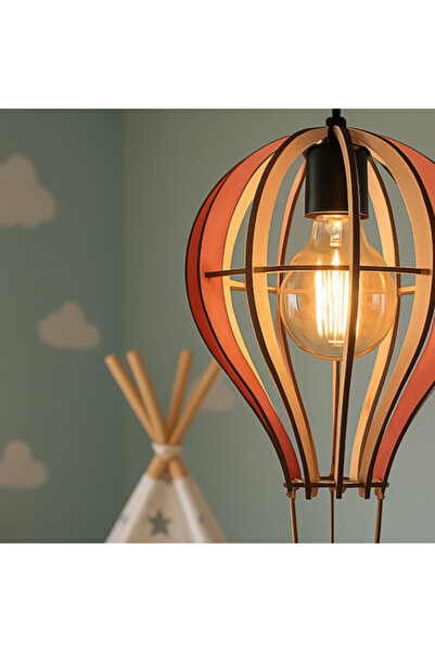 hü ma tasarım ve aksesuar Çocuk Genç Odası Için Doğal Ahşap Mdf 3d Uçan Balon Avize Oyuncak Dahil Değildir