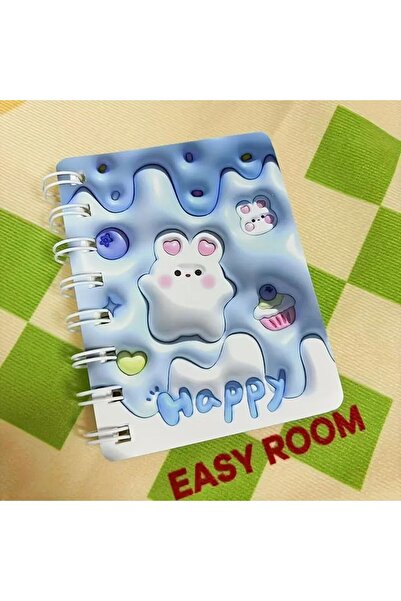 Lusy Shop 2D yaratıcı sevimli karakterli 80 yaprak spiral cep defteri