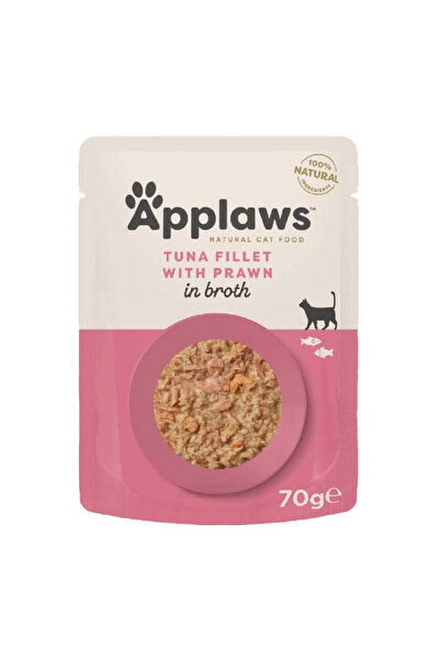 Applaws ابلاوز طعام للقطط البالغة رطب تونا مع الجمبري في المرق 70غ