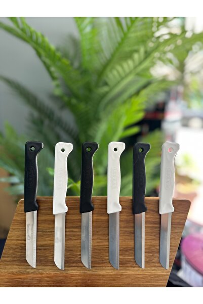 Solingen Delikli Mat Meyve Bıçağı 6'lı Siyah-Beyaz