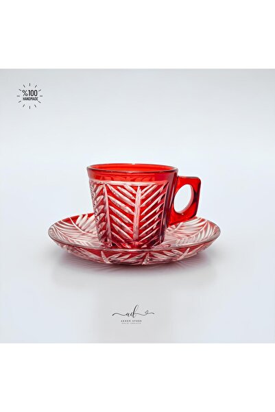 AKDEN STORE Kristal Dekor Renkli Double Kahve Takımı, Çay Fincanı Takımı