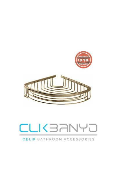 ÇELİK BANYO Destina 19*19 Single Bathroom Corner Shelf/Shampoo Holder/Sponge Holder Stainless Steel Gold Yellow