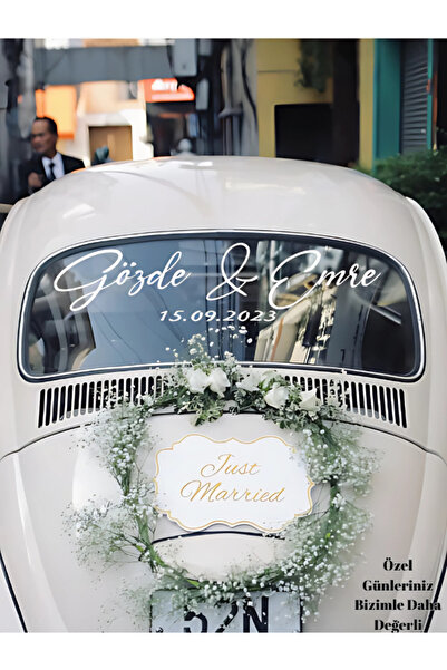habune Gelin Arabası Sticker Arka Cam Yazısı, Düğün Konvoyu Araba Süsleme Eti...
