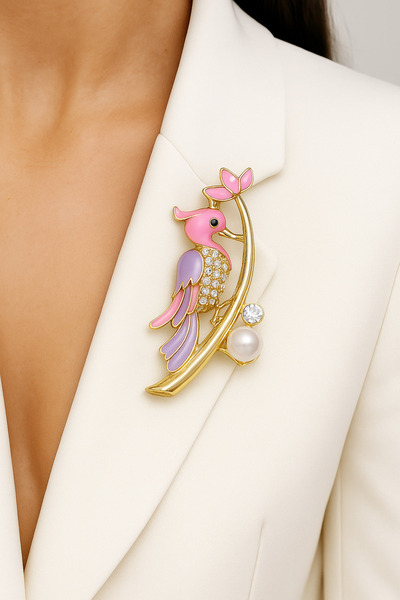 MRK Kadın Kuş Ağaçkakan Broş